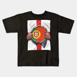 Portugal Flag English Flag Ripped - Gift for Portuguese From Portugal Kids T-Shirt